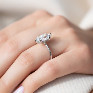 The Kamellie Set With A 3 Carat Marquise 14K White Gold Lab Diamond