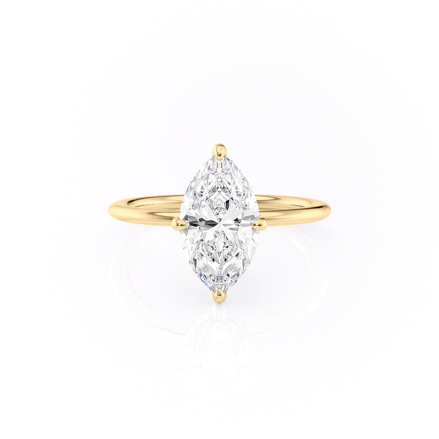 The Kamellie Set With A 2 Carat Marquise 14K Yellow Gold Lab Diamond