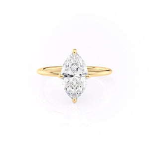 The Kamellie Set With A 2 Carat Marquise 14K Yellow Gold Lab Diamond