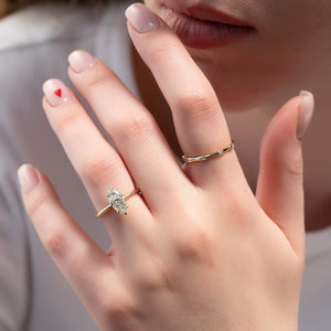 The Kamellie Set With A 3 Carat Marquise 14K Yellow Gold Lab Diamond