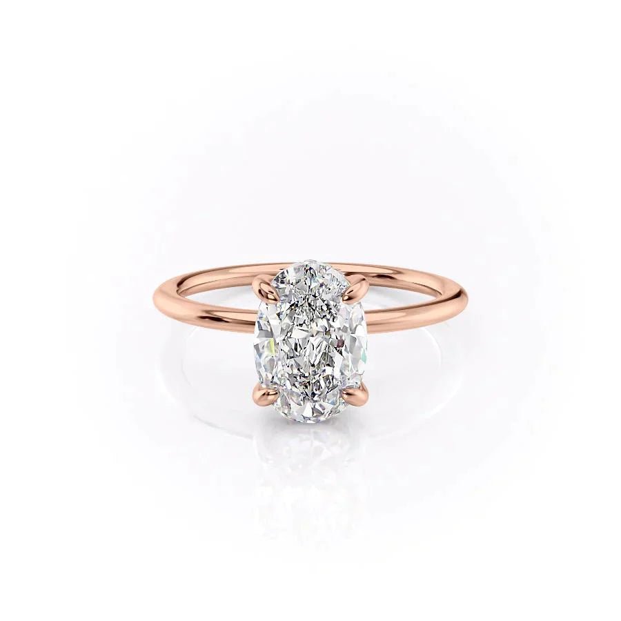 The Kamellie Set With A 1 Carat Oval 14K Rose Gold Lab Diamond