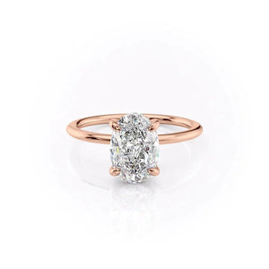 The Kamellie Set With A 1 Carat Oval 14K Rose Gold Lab Diamond