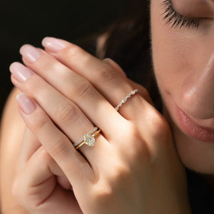 The Kamellie Set  With A 2.5 Carat Oval 18K Yellow Gold Moissanite