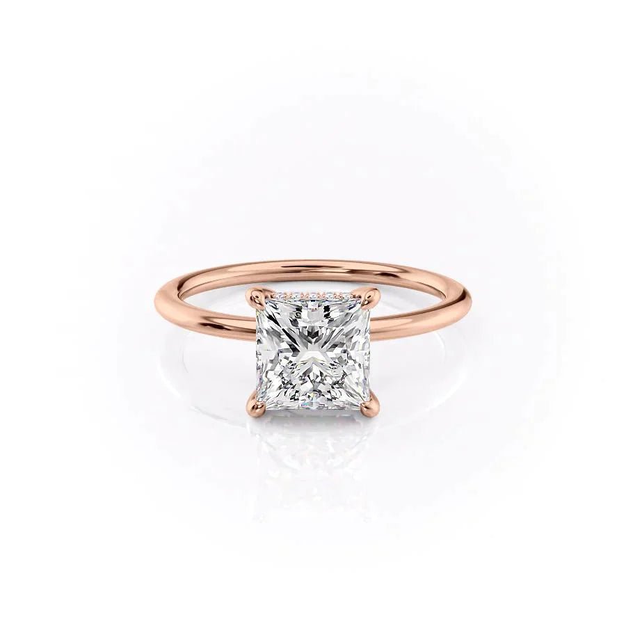 The Kamellie Set With A 2 Carat Princess 14K Rose Gold Lab Diamond