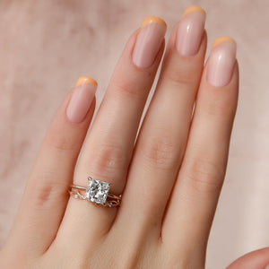 The Kamellie Set  With A 2.5 Carat Princess 14K Rose Gold Moissanite