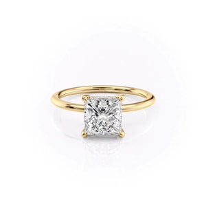 The Kamellie Set With A 1 Carat Princess 14K Yellow Gold Lab Diamond
