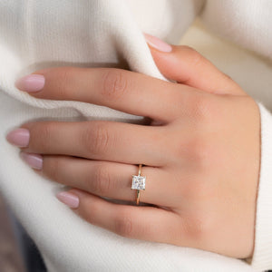 The Kamellie Set With A 1 Carat Princess 14K Yellow Gold Lab Diamond