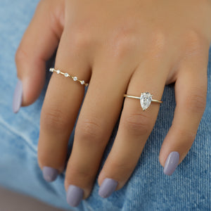 The Kamellie Set  With A 2.5 Carat Pear 14K Yellow Gold Moissanite