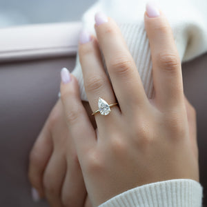 The Kamellie Set  With A 2.5 Carat Pear 14K Yellow Gold Moissanite