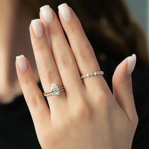 The Kamellie Set  With A 2.5 Carat Pear 14K Yellow Gold Moissanite