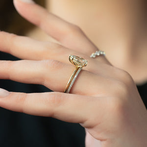 The Kamellie Set  With A 2.5 Carat Pear 14K Yellow Gold Moissanite