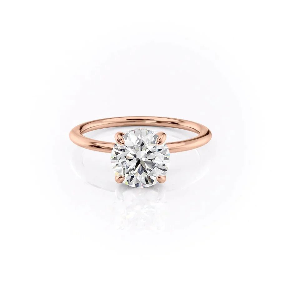 The Kamellie Set With A 1 Carat Round 14K Rose Gold Lab Diamond