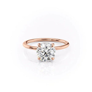 The Kamellie Set With A 1 Carat Round 14K Rose Gold Lab Diamond