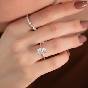 The Kamellie Set  With A 1.5 Carat Radiant 18K White Gold Moissanite