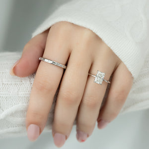 The Kamellie Set  With A 1.5 Carat Radiant 18K White Gold Moissanite
