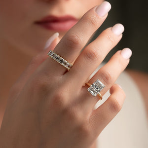 The Kamellie Set With A 1.5 Carat Radiant 14K Yellow Gold Lab Diamond