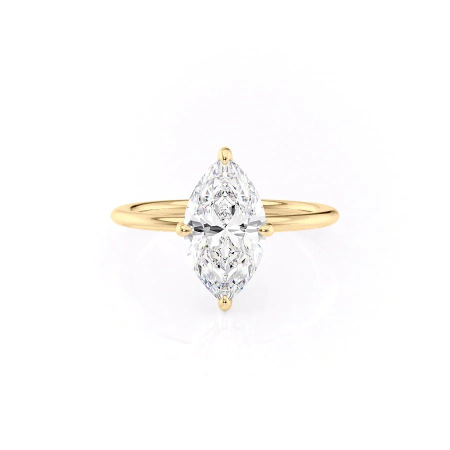 The Kamellie Set With A 3 Carat Marquise 14K Yellow Gold Lab Diamond