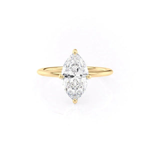 The Kamellie Set With A 3 Carat Marquise 14K Yellow Gold Lab Diamond