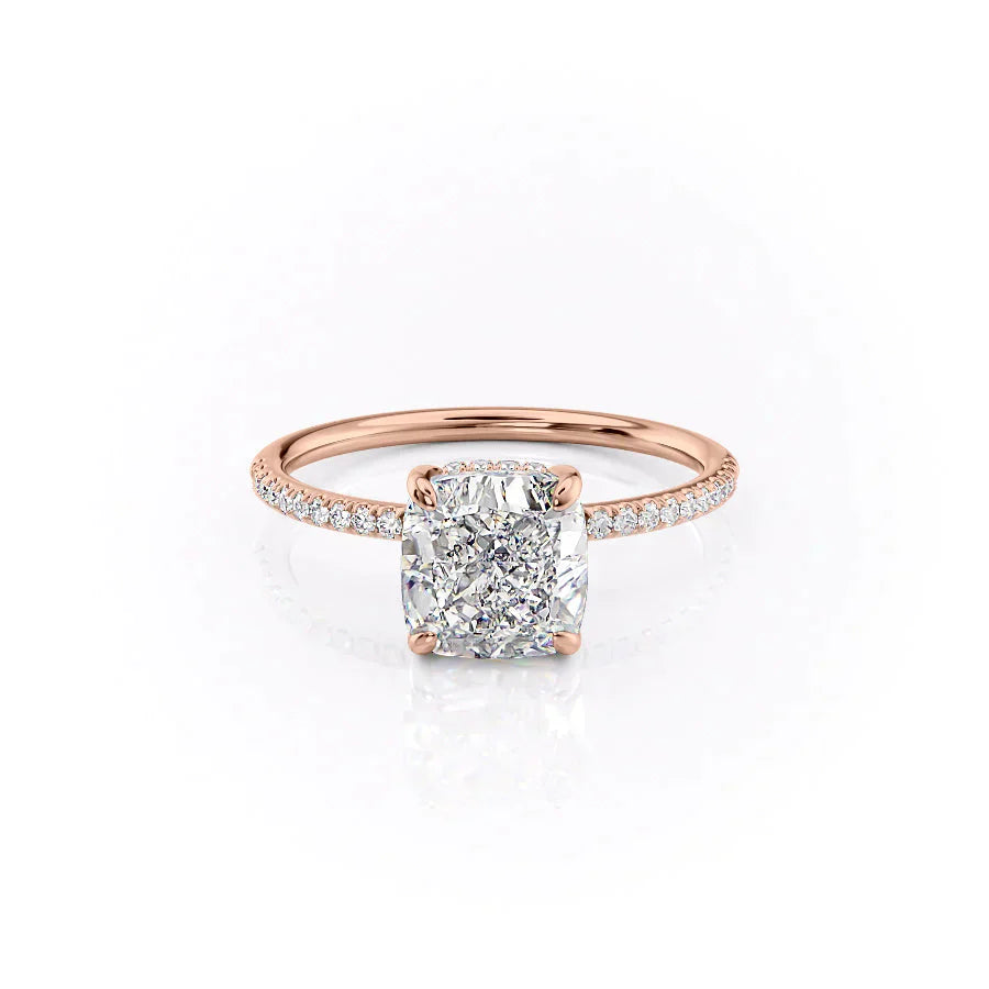 The Kamellie Set  With A 3.5 Carat Cushion 14K Rose Gold Moissanite