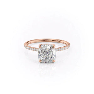 The Kamellie Set With A 2 Carat Cushion 14K Rose Gold Lab Diamond