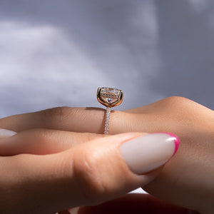 The Pave Kamellie Set With A 1.5 Carat Cushion 14K Rose Gold Lab Diamond