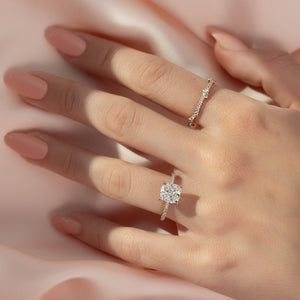 The Pave Kamellie Set  With A 2 Carat Cushion 14K Rose Gold Moissanite