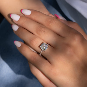 The Pave Kamellie Set  With A 1 Carat Cushion 14K Rose Gold Moissanite