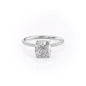The Pave Kamellie Set With A 1 Carat Cushion 14K White Gold Lab Diamond