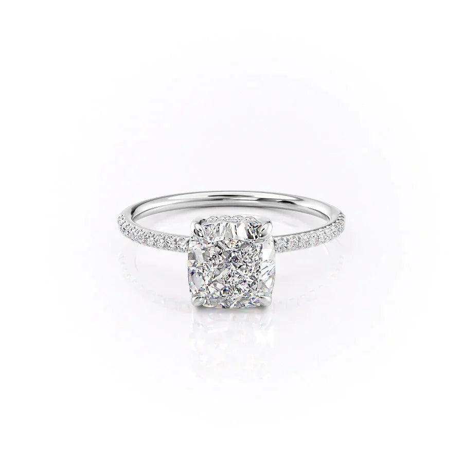 The Kamellie Set With A 1.5 Carat Cushion 18K White Gold Lab Diamond