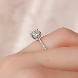 The Pave Kamellie Set With A 1.5 Carat Cushion 18K White Gold Lab Diamond