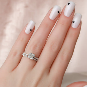 The Pave Kamellie Set  With A 1 Carat Cushion 18K White Gold Moissanite