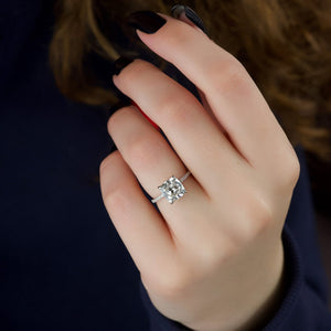 The Pave Kamellie Set  With A 3.5 Carat Cushion 18K White Gold Moissanite