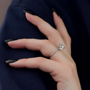 The Pave Kamellie Set  With A 2 Carat Cushion 14K White Gold Moissanite