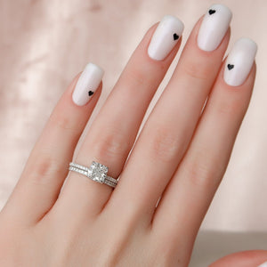 The Pave Kamellie Set  With A 4.5 Carat Cushion 18K White Gold Moissanite