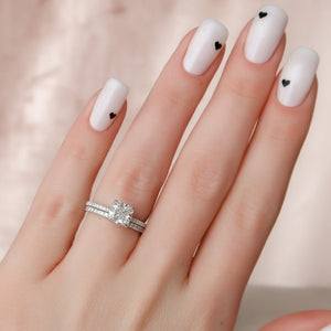 The Pave Kamellie Set With A 2.5 Carat Cushion 14K White Gold Lab Diamond