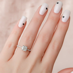 The Pave Kamellie Set  With A 4 Carat Cushion 14K White Gold Moissanite