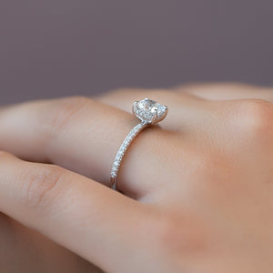 The Pave Kamellie Set  With A 3 Carat Cushion 18K White Gold Moissanite