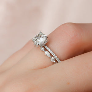 The Pave Kamellie Set With A 2 Carat Cushion 18K White Gold Lab Diamond
