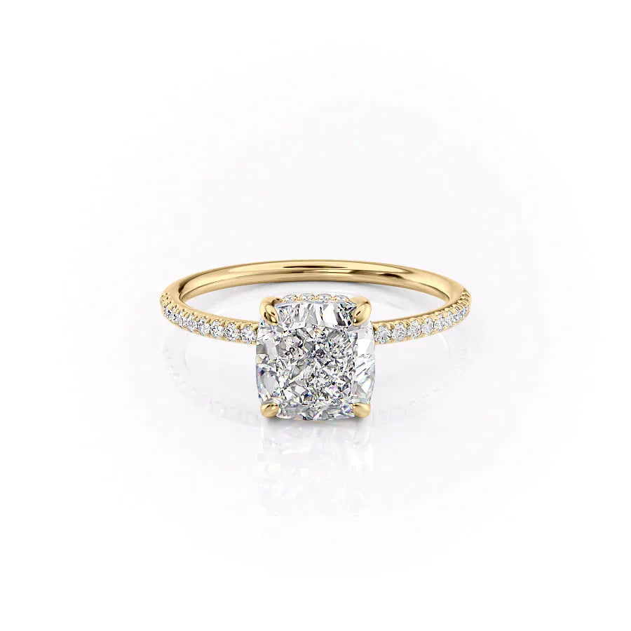 The Kamellie Set  With A 4.5 Carat Cushion 18K Yellow Gold Moissanite