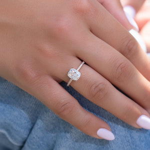 The Pave Kamellie Set With A 2 Carat E. Cushion 14K Rose Gold Lab Diamond