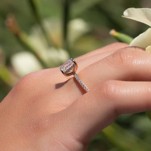 The Pave Kamellie Set  With A 5 Carat E. Cushion 14K Rose Gold Moissanite