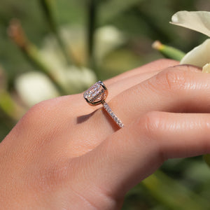 The Pave Kamellie Set With A 2 Carat E. Cushion 14K Rose Gold Lab Diamond