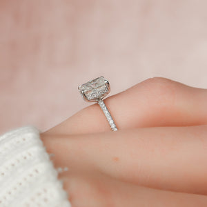 The Pave Kamellie Set With A 1.5 Carat E. Cushion 18K White Gold Lab Diamond