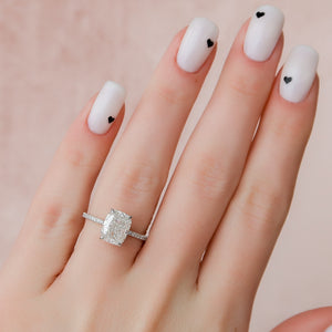 The Pave Kamellie Set With A 2 Carat E. Cushion 18K White Gold Lab Diamond