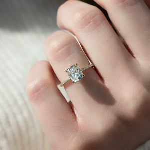 The Pave Kamellie Set With A 1.5 Carat E. Cushion 18K Yellow Gold Lab Diamond