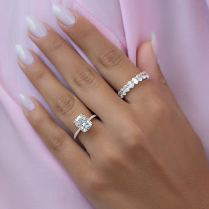 The Pave Kamellie Set  With A 3 Carat E. Cushion 14K Yellow Gold Moissanite