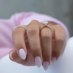 The Pave Kamellie Set  With A 1.5 Carat E. Cushion 18K Yellow Gold Moissanite