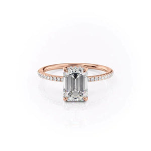 The Pave Natalie Set With A 2.5 Carat Emerald 14K Rose Gold Lab Diamond