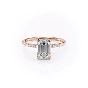 The Kamellie Set With A 1.5 Carat Emerald 14K Rose Gold Lab Diamond