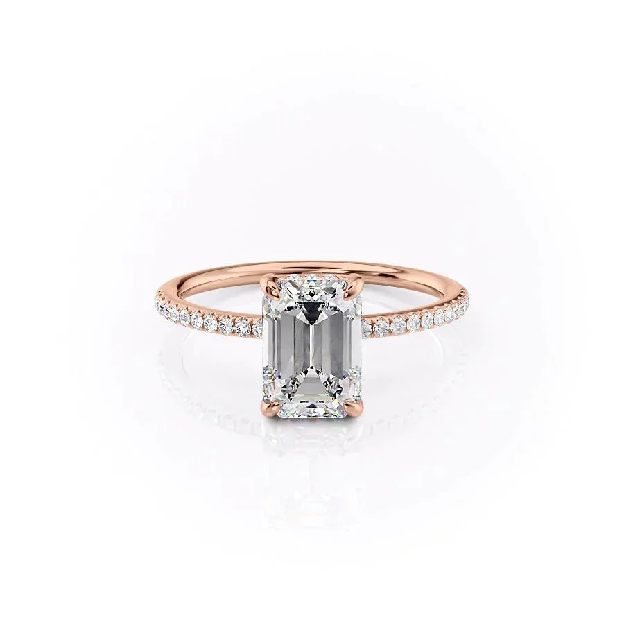 The Kamellie Set  With A 2.5 Carat Emerald 14K Rose Gold Moissanite